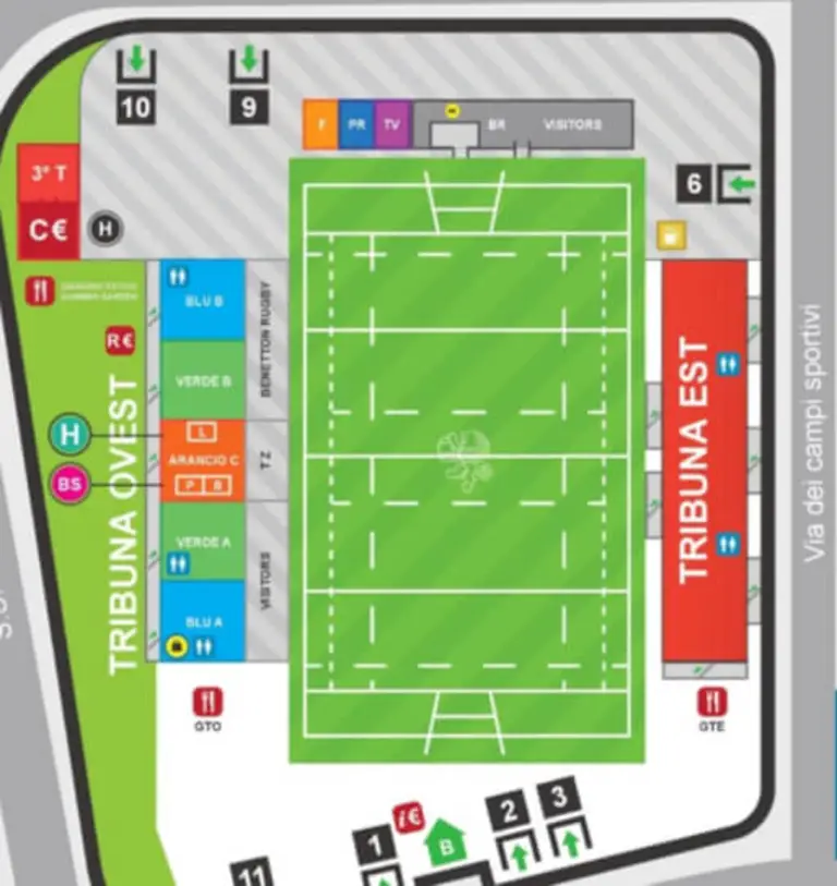 Plan tribunes Stadio Comunale di Monigo